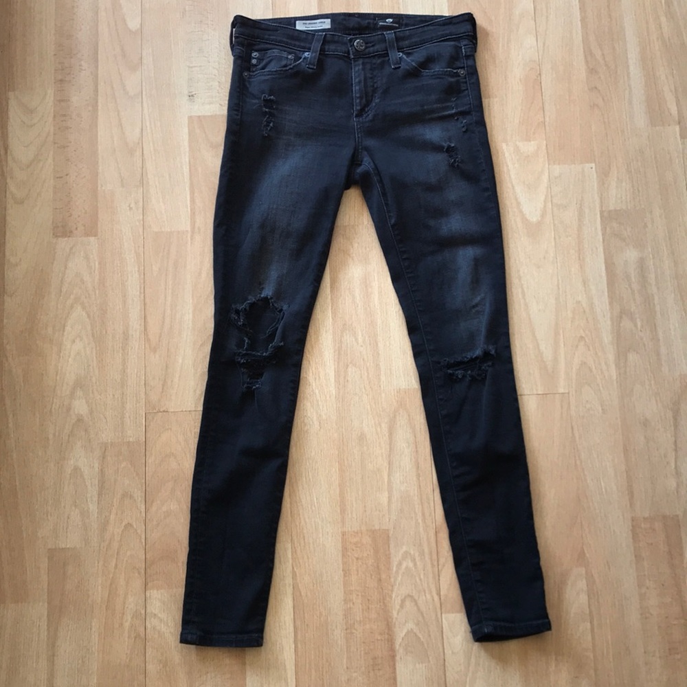AG Adriano Goldschmeid Black Distressed Jeans 25